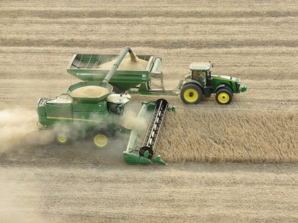 harvesting machine in a field