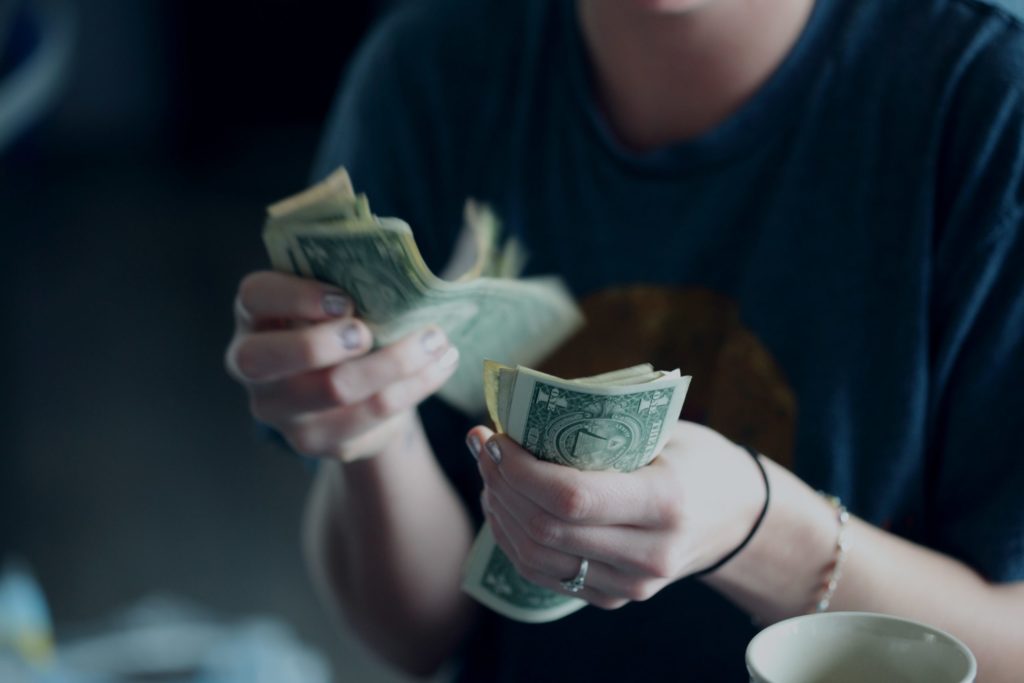 woman counting money