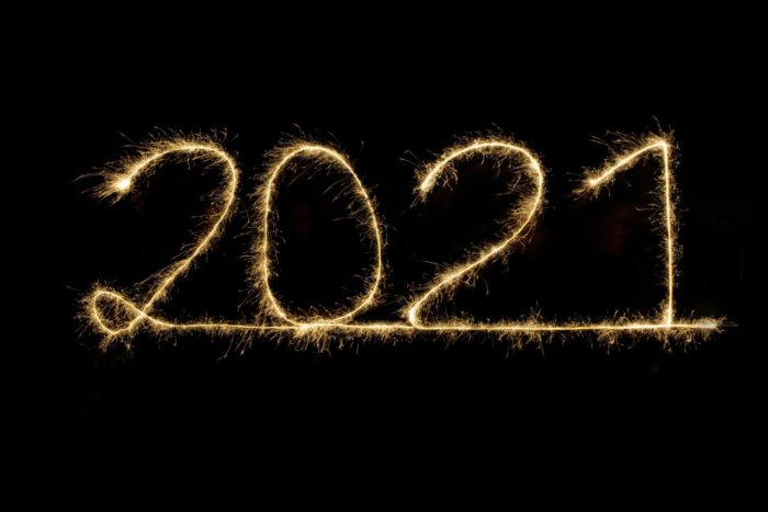 lights forming the number 2021
