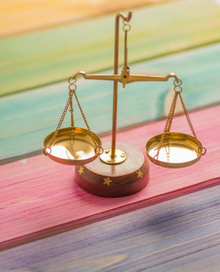 golden oldfashioned scale on pastel-colored woodboards